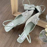 Women's Toe Pointed Stiletto Mid French Style Slippers